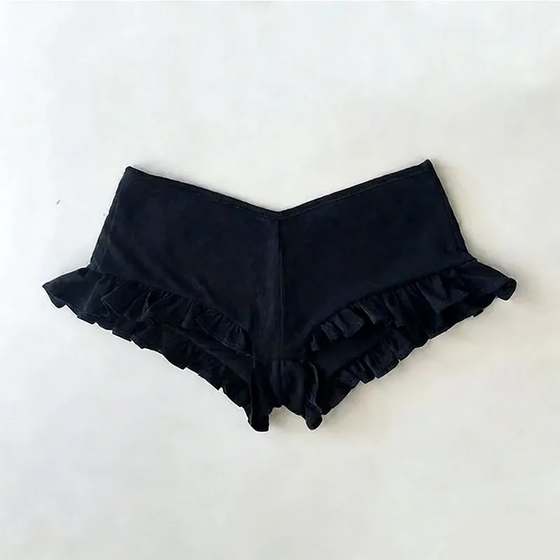 Summer New Korean Style Asian Culture ins Style Striped Lace Hot Girl Shorts European and American Fashion Women's Shorts sweet
