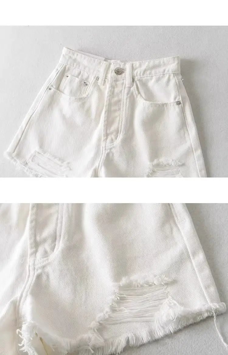 American Retro Washed and Old Rough Edge Torn Denim Shorts Sexy Hot Girl Style Denim Hot Pants Women