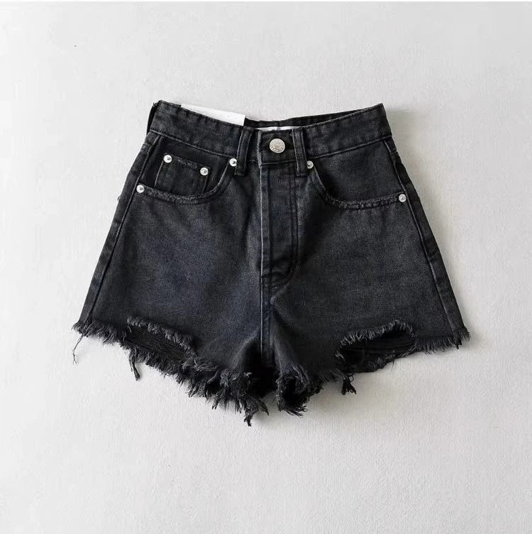 American Retro Washed and Old Rough Edge Torn Denim Shorts Sexy Hot Girl Style Denim Hot Pants Women