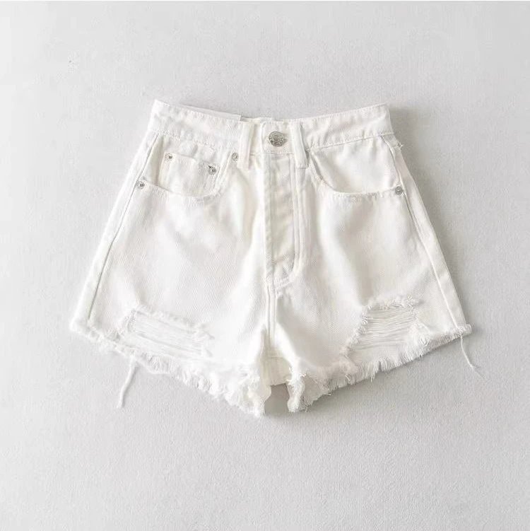 American Retro Washed and Old Rough Edge Torn Denim Shorts Sexy Hot Girl Style Denim Hot Pants Women