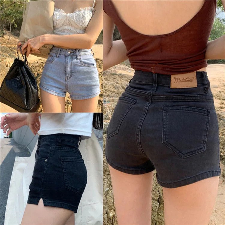Women's Denim Shorts Casual High-Waisted Shorts Retro-Washed Button-Fly Sexy Hot Pants Tight-fitting Summer Shorts Women's Denim Shorts Casual High-Waisted Shorts Retro-Washed Button-Fly Sexy Hot Pants Tight-fitting Summer Shorts