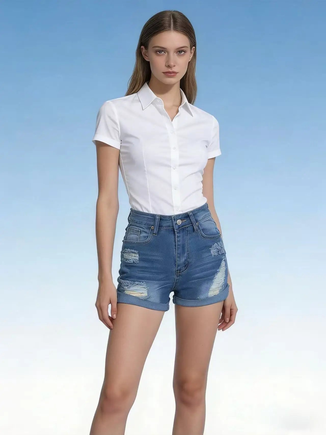 2026 Summer New Ripped Casual High Waist Women's Jeans Shorts