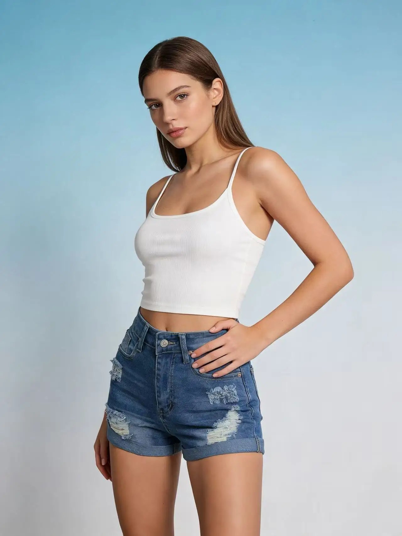 2026 Summer New Ripped Casual High Waist Women's Jeans Shorts