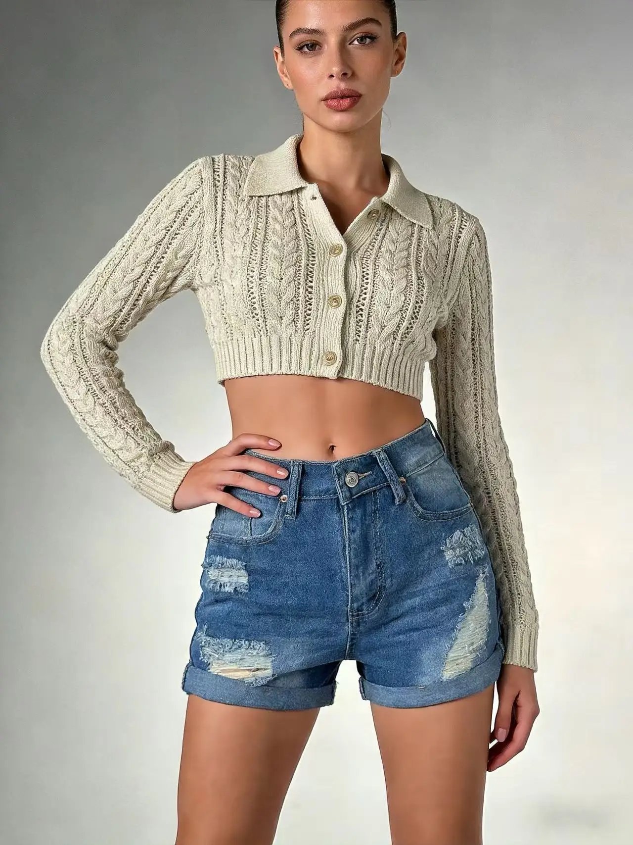 2026 Summer New Ripped Casual High Waist Women's Jeans Shorts