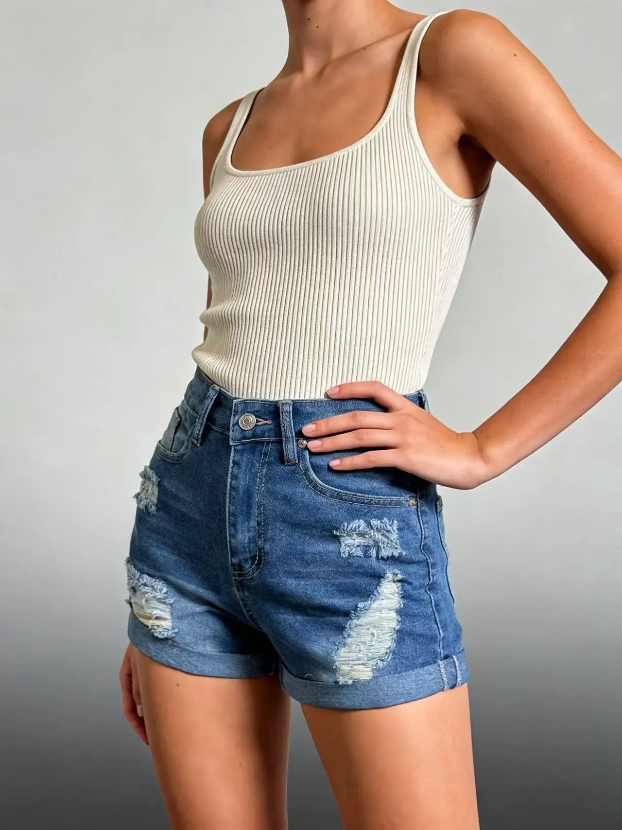 2026 Summer New Ripped Casual High Waist Women's Jeans Shorts