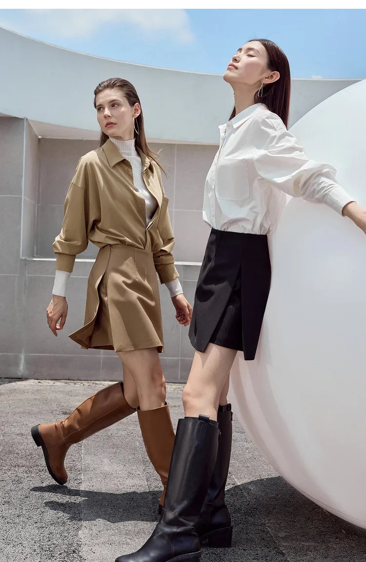 Amii Shorts Skirts Women's High Waist Versatile 2026 Spring New A-Line Skirt Shorts Office Loose Solid Women's Clothing 12343035