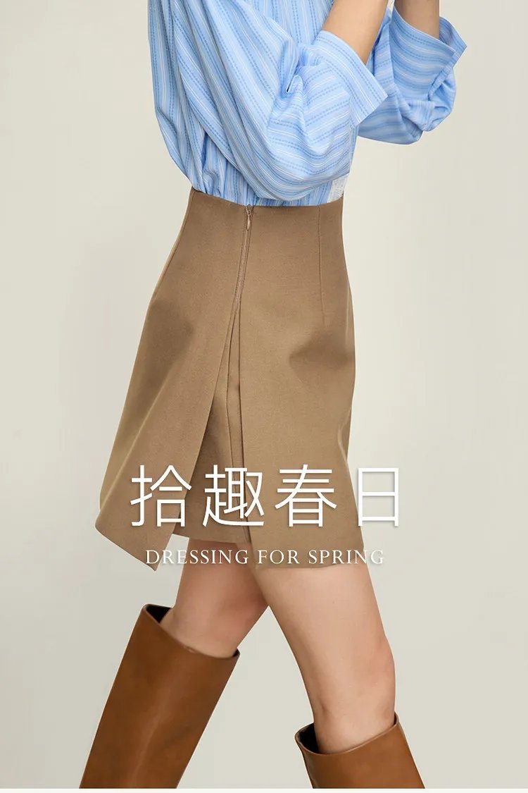 Amii Shorts Skirts Women's High Waist Versatile 2026 Spring New A-Line Skirt Shorts Office Loose Solid Women's Clothing 12343035