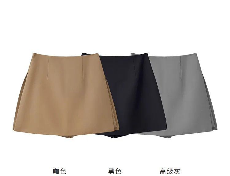 Amii Shorts Skirts Women's High Waist Versatile 2026 Spring New A-Line Skirt Shorts Office Loose Solid Women's Clothing 12343035