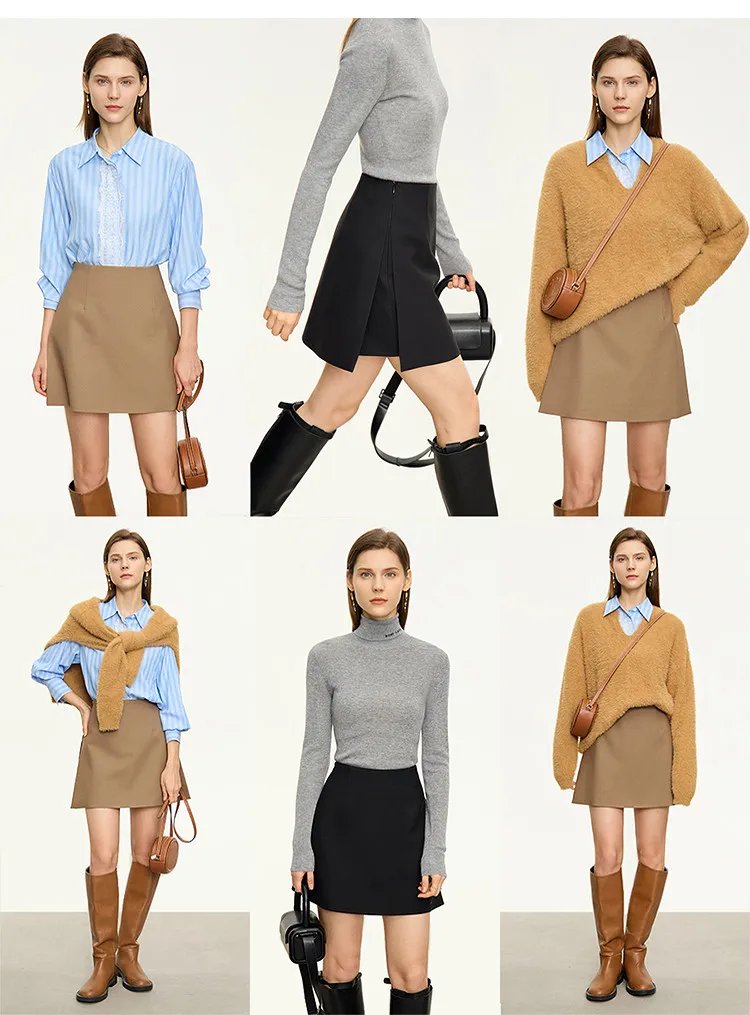 Amii Shorts Skirts Women's High Waist Versatile 2026 Spring New A-Line Skirt Shorts Office Loose Solid Women's Clothing 12343035