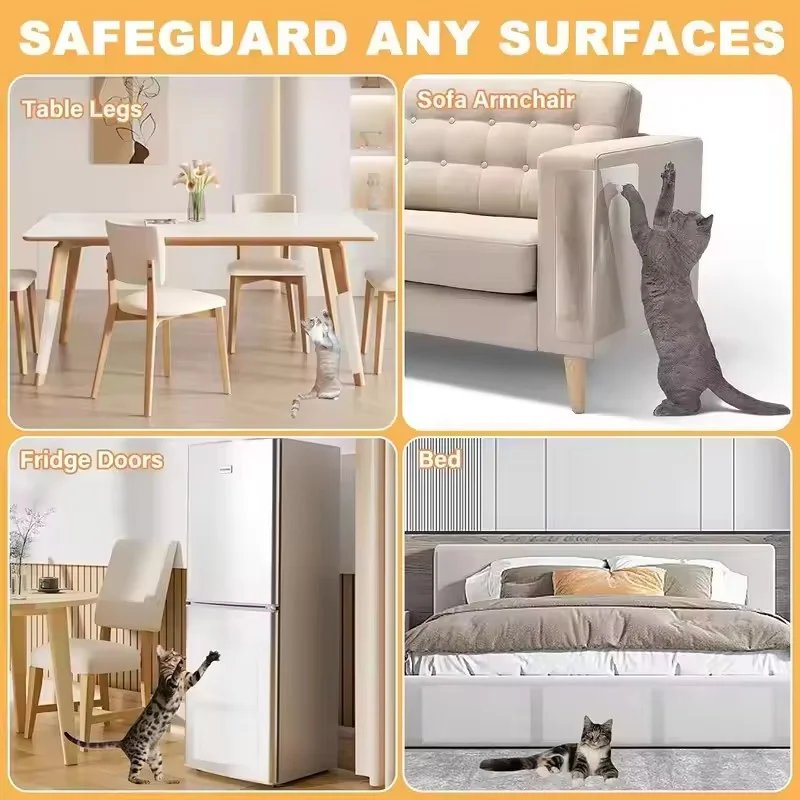 Cat Scratch Deterrent Tape Furniture Protectors From Cats Transparent Self-Adhesive Pet Training Tape for Sofa Furniture Sticker Cat Scratch Deterrent Tape Furniture Protectors From Cats Transparent Self-Adhesive Pet Training Tape for Sofa Furniture Sticker