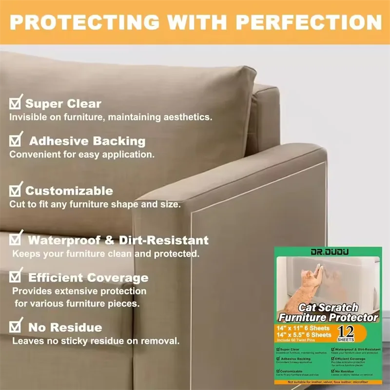 Cat Scratch Deterrent Tape Furniture Protectors From Cats Transparent Self-Adhesive Pet Training Tape for Sofa Furniture Sticker Cat Scratch Deterrent Tape Furniture Protectors From Cats Transparent Self-Adhesive Pet Training Tape for Sofa Furniture Sticker