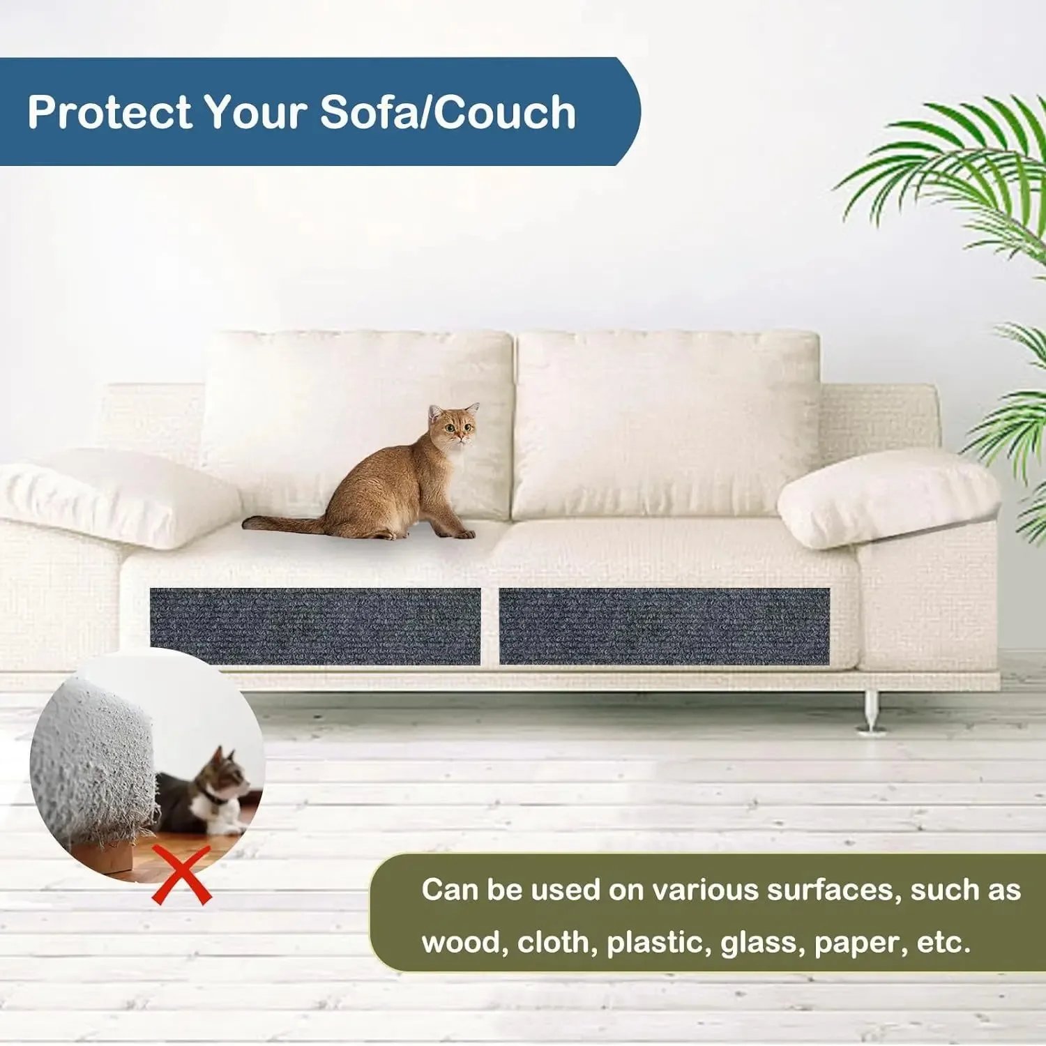 Wall Self-Adhesive Anti Cat Scratch Sofa DIY Cats Scratch Protection Paws Sharpen Trimmable Carpet Cats Scratch Board