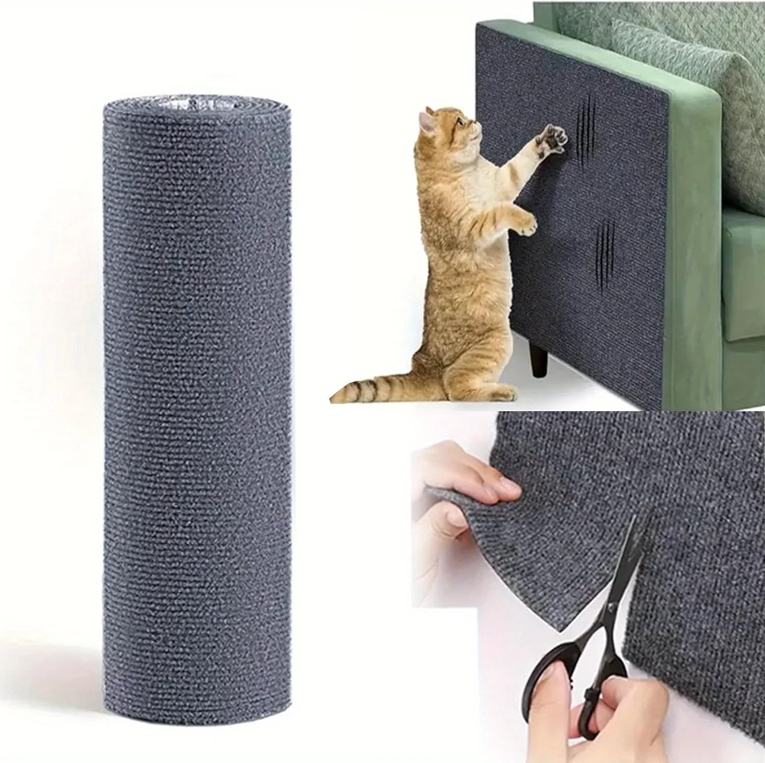 40x300cm Cat Scratcher Sofa Protector Cats Scratcher Pad Board Protection Trimmable Self-adhesive Carpet DIY Cat Scratch Mat