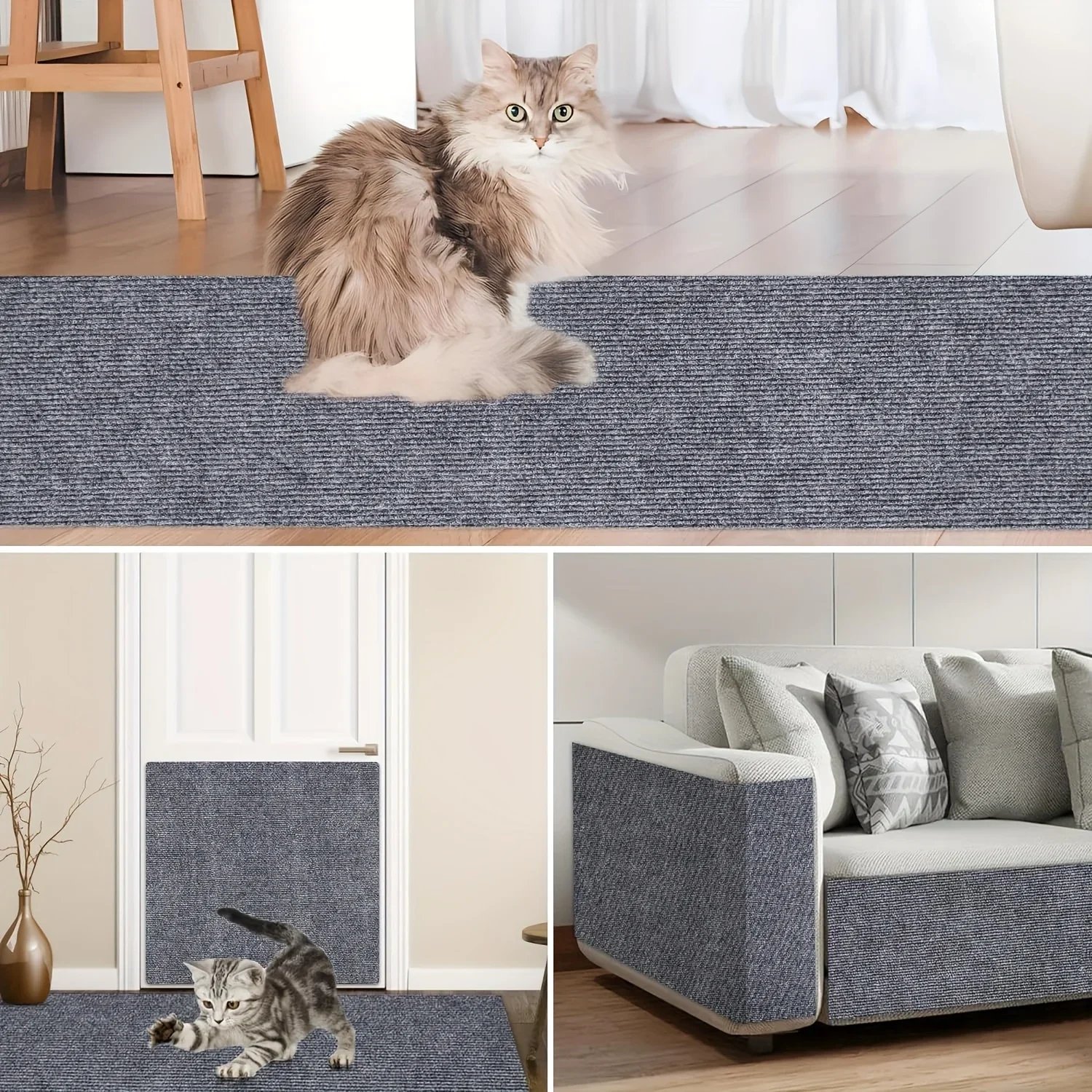 40x300cm Cat Scratcher Sofa Protector Cats Scratcher Pad Board Protection Trimmable Self-adhesive Carpet DIY Cat Scratch Mat