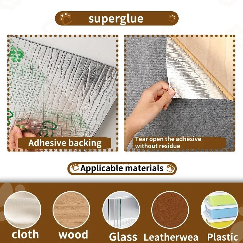 Trimmable Cat Scratching Mat Cat Scratcher Sofa Tape Scratching Post Self-adhesive Carpet Cats Scratch Board Cat Accessories