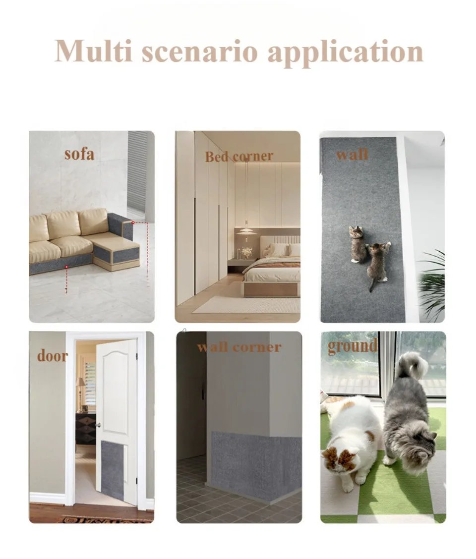 Trimmable Self-Adhesive Carpet Cats Scratch Board Wall Anti Cat Scratch Sofa Diy Cats Scratch Board Sofa Protection Paws Sharpen