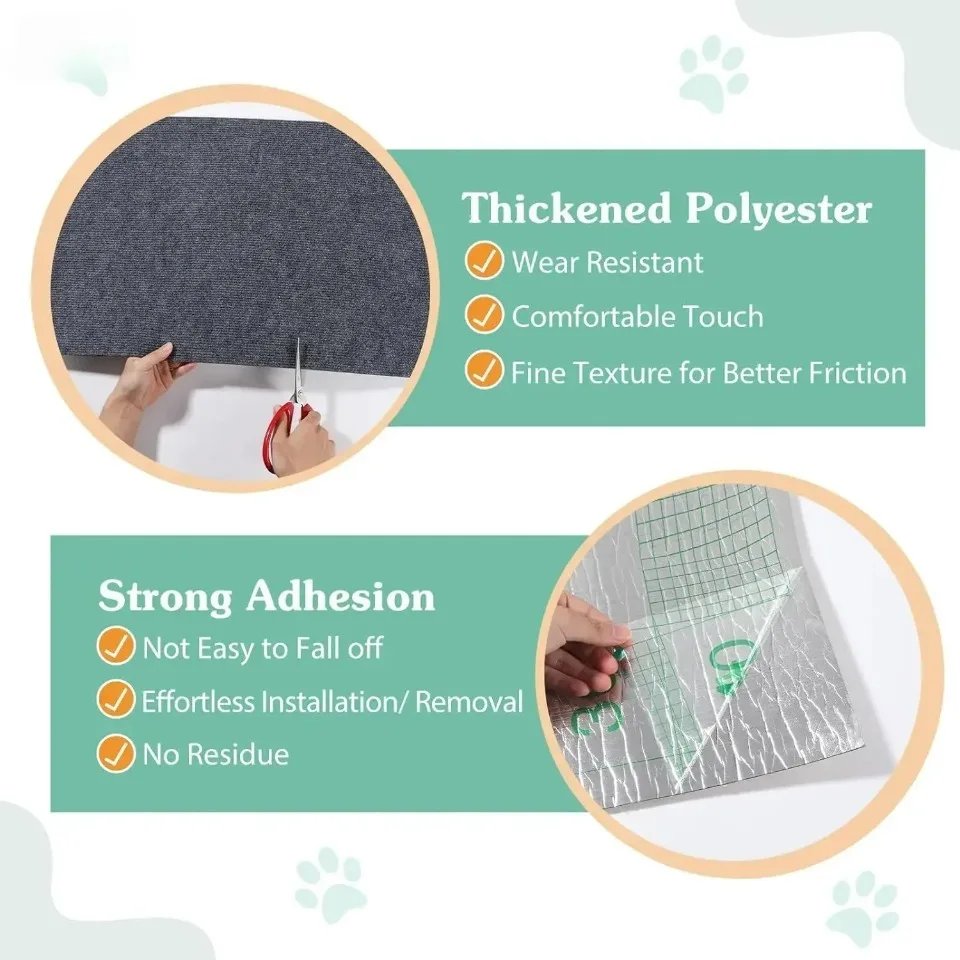 Trimmable Self-Adhesive Carpet Cats Scratch Board Wall Anti Cat Scratch Sofa Diy Cats Scratch Board Sofa Protection Paws Sharpen