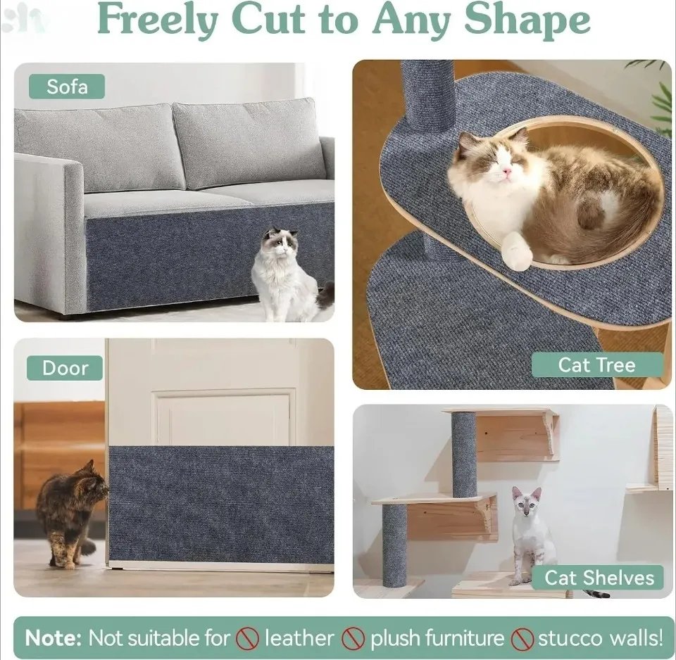 Trimmable Self-Adhesive Carpet Cats Scratch Board Wall Anti Cat Scratch Sofa Diy Cats Scratch Board Sofa Protection Paws Sharpen