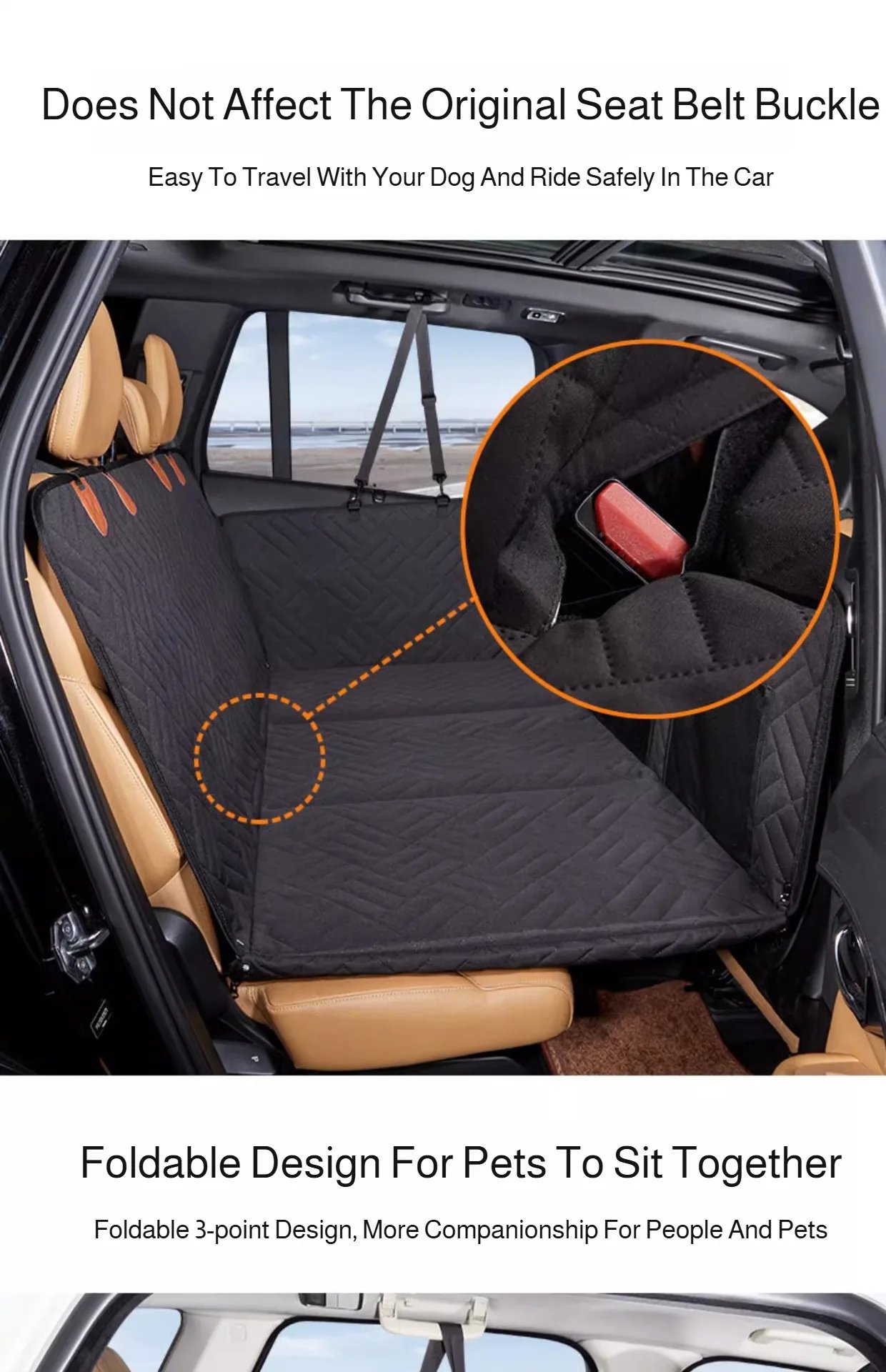 Winter Removable Car Seat Cover Back Seat Extension Dog Pad Waterproof Scratch Proof Nonslip Hammock Rear Seat Cushion for Pet