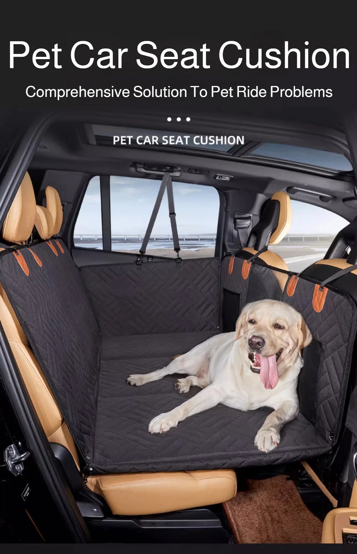 Winter Removable Car Seat Cover Back Seat Extension Dog Pad Waterproof Scratch Proof Nonslip Hammock Rear Seat Cushion for Pet