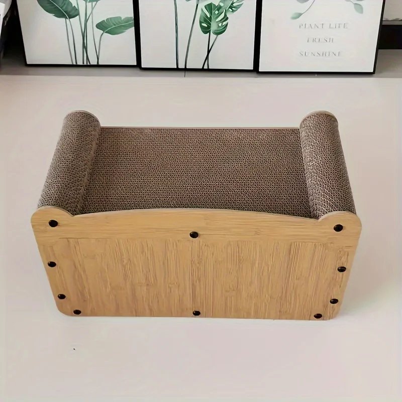 Cat scratch sofa with durable cardboard nest, scratch column, and interactive toys - indoor cat scratch sofa all year round Cat scratch sofa with durable cardboard nest, scratch column, and interactive toys - indoor cat scratch sofa all year round