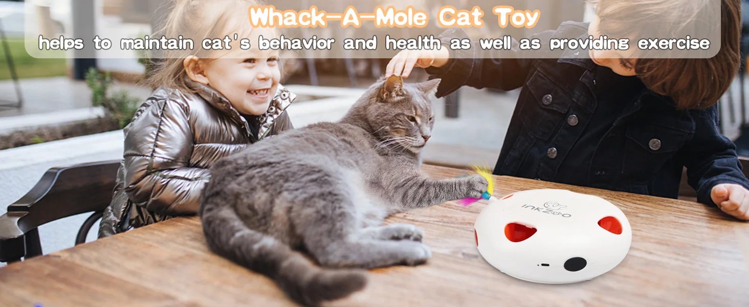 INKZOO Cat Toys, Interactive Cat Toys for Indoor Cats, Smart Interactive Kitten Toy, Automatic 7 Holes Mice Whack-A-Mole