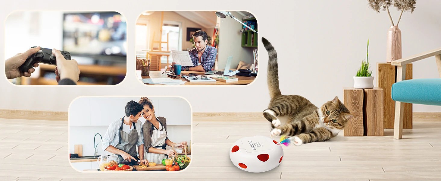 INKZOO Cat Toys, Interactive Cat Toys for Indoor Cats, Smart Interactive Kitten Toy, Automatic 7 Holes Mice Whack-A-Mole