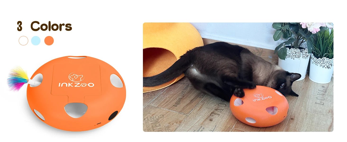 INKZOO Cat Toys, Interactive Cat Toys for Indoor Cats, Smart Interactive Kitten Toy, Automatic 7 Holes Mice Whack-A-Mole