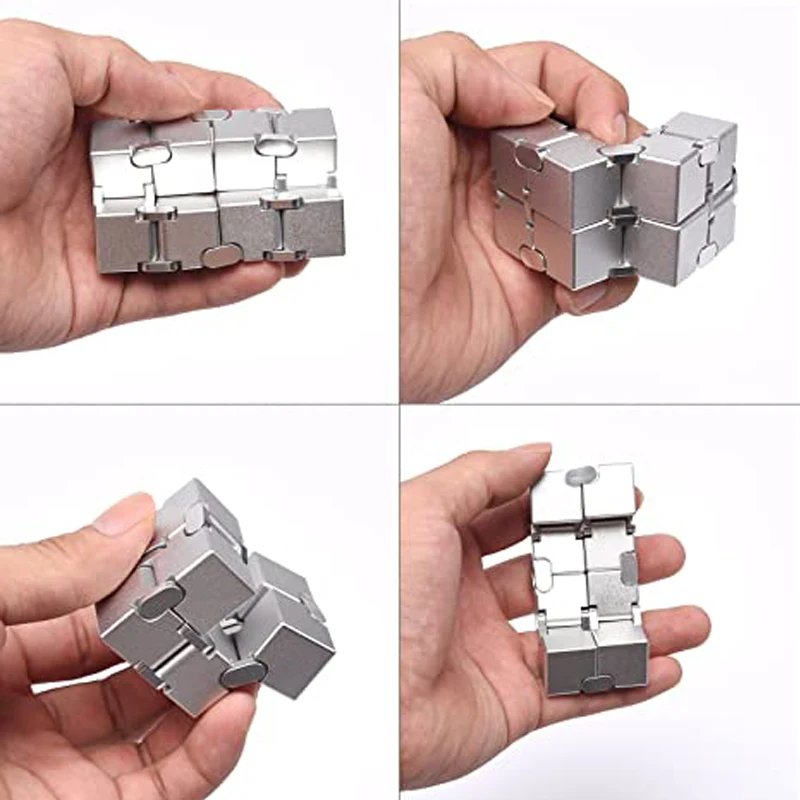 Metal Infinity Cube Fidget Aluminum Alloy Heavy 155g Stress and Anxiety Relief Toys Ultra Durable Gifts for Adults and Teens