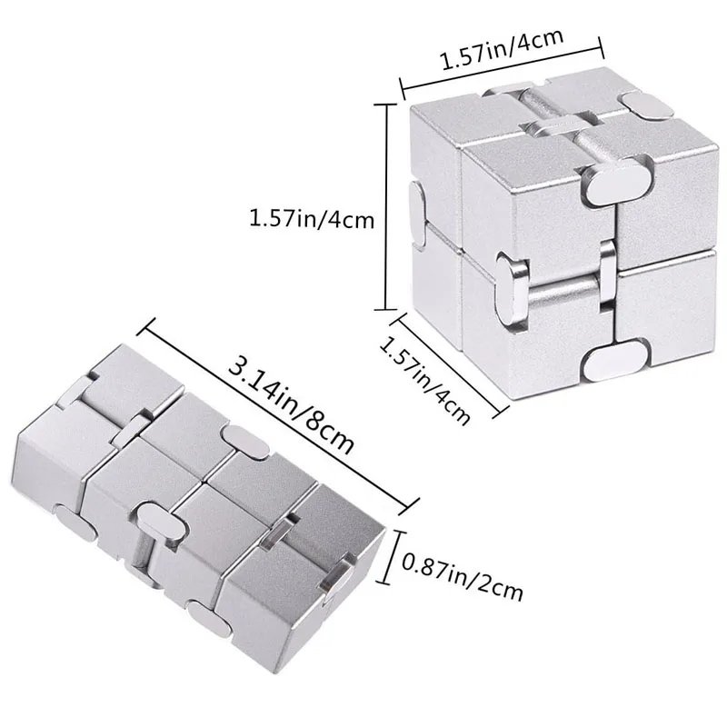 Metal Infinity Cube Fidget Aluminum Alloy Heavy 155g Stress and Anxiety Relief Toys Ultra Durable Gifts for Adults and Teens