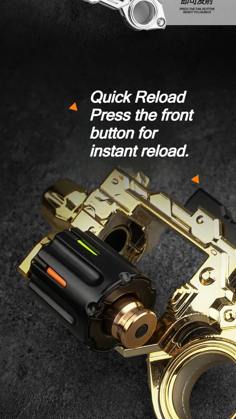 One Hand Spin Shoot Alloy Revolver EDC Metal Fidget Toy with 20 Plastic Bullets Stress Relief Mini Ring Gun for Adults Teens