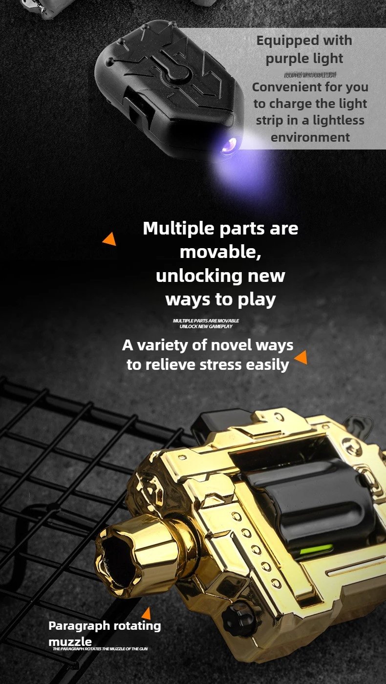 One Hand Spin Shoot Alloy Revolver EDC Metal Fidget Toy with 20 Plastic Bullets Stress Relief Mini Ring Gun for Adults Teens