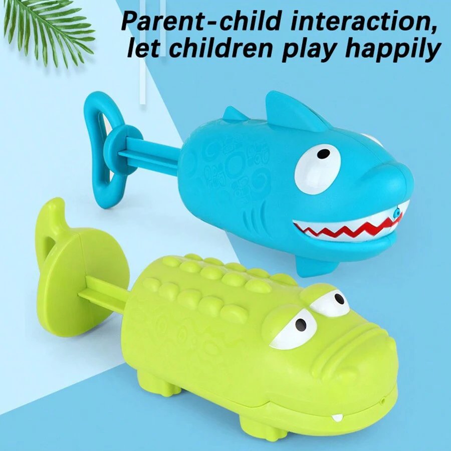 Kids Pull-Out Water Gun Toys For Children Shark Cartoon Design Summer Play Beach Watergun Sprinkler Bathroom Shower Bath Toys Kids Pull-Out Water Gun Toys For Children Shark Cartoon Design Summer Play Beach Watergun Sprinkler Bathroom Shower Bath Toys