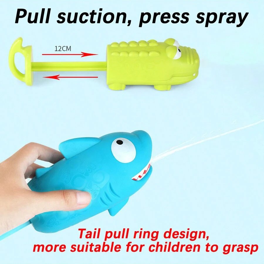 Kids Pull-Out Water Gun Toys For Children Shark Cartoon Design Summer Play Beach Watergun Sprinkler Bathroom Shower Bath Toys Kids Pull-Out Water Gun Toys For Children Shark Cartoon Design Summer Play Beach Watergun Sprinkler Bathroom Shower Bath Toys