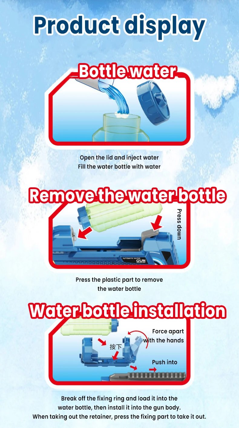 2025 Summer Electric Water Gun Children Toy Fully Automatic Continuous Shooting Water Gun with Sound Effects Luminous Efficacy
