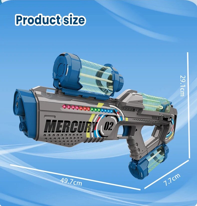 2025 Summer Electric Water Gun Children Toy Fully Automatic Continuous Shooting Water Gun with Sound Effects Luminous Efficacy
