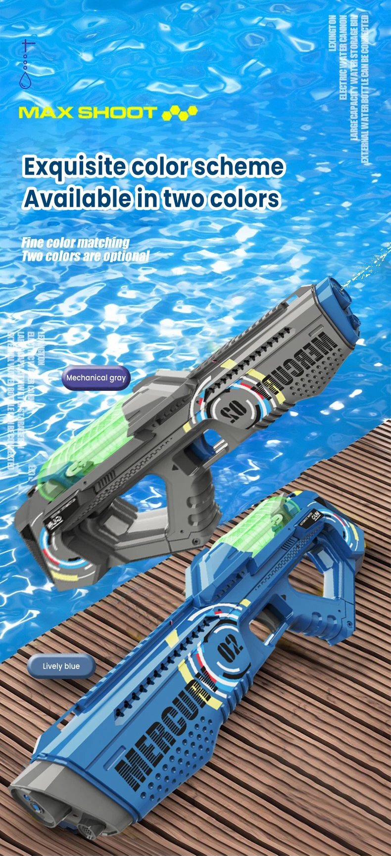 2025 Summer Electric Water Gun Children Toy Fully Automatic Continuous Shooting Water Gun with Sound Effects Luminous Efficacy