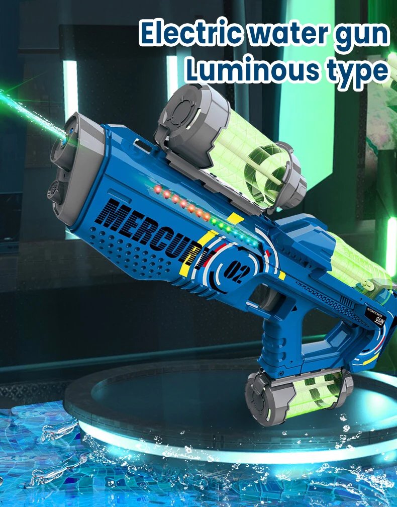 2025 Summer Electric Water Gun Children Toy Fully Automatic Continuous Shooting Water Gun with Sound Effects Luminous Efficacy