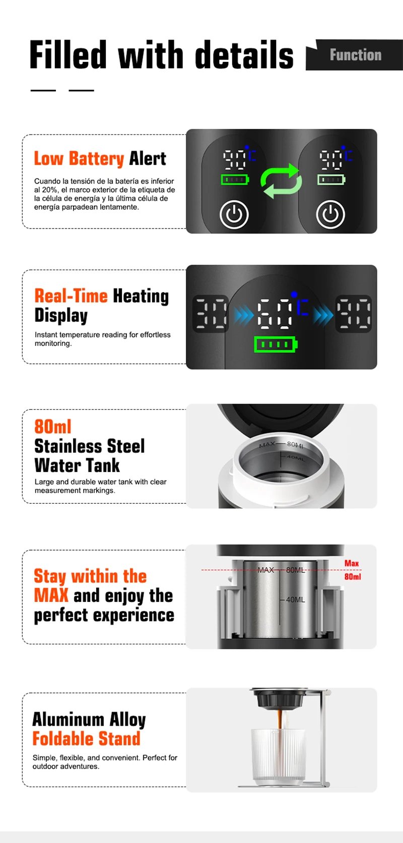 DENOKIN Portable Espresso Coffee Machine With Digital Display 3-in-1 Capsule Coffee Maker for Car & Home Camping Coffee Maker DENOKIN Portable Espresso Coffee Machine With Digital Display 3-in-1 Capsule Coffee Maker for Car & Home Camping Coffee Maker
