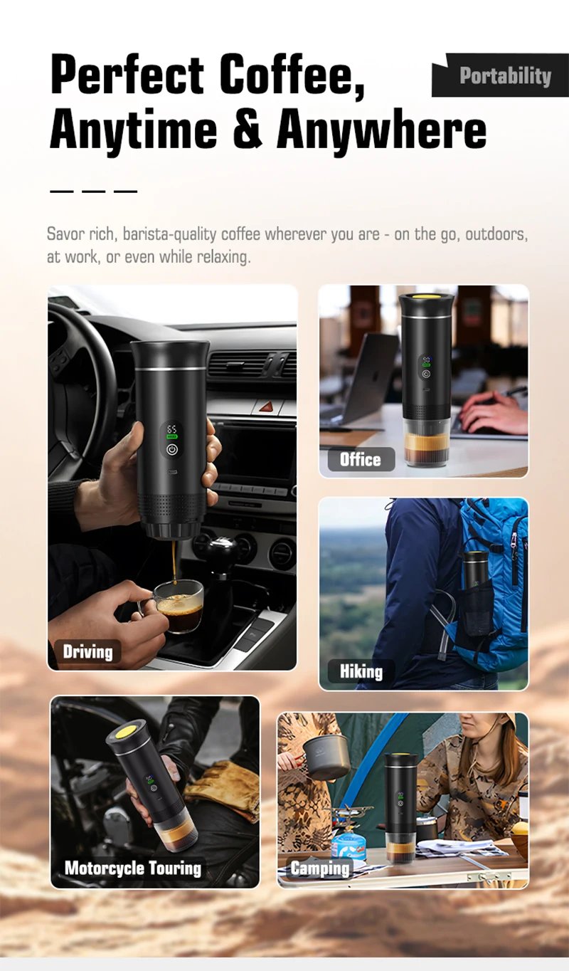 DENOKIN Portable Espresso Coffee Machine With Digital Display 3-in-1 Capsule Coffee Maker for Car & Home Camping Coffee Maker DENOKIN Portable Espresso Coffee Machine With Digital Display 3-in-1 Capsule Coffee Maker for Car & Home Camping Coffee Maker
