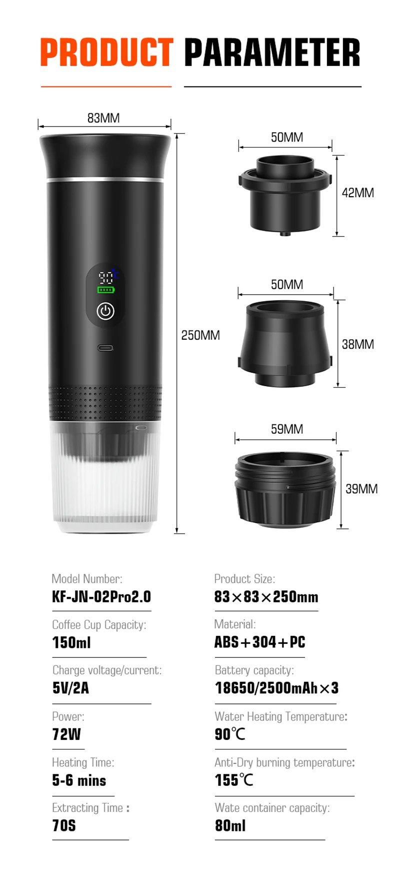 DENOKIN Portable Espresso Coffee Machine With Digital Display 3-in-1 Capsule Coffee Maker for Car & Home Camping Coffee Maker DENOKIN Portable Espresso Coffee Machine With Digital Display 3-in-1 Capsule Coffee Maker for Car & Home Camping Coffee Maker