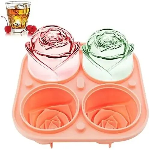 3D Rose Ice Molds 2.5 Inch, Large Ice Cube Trays, Make 4 Giant Cute Flower Shape Ice, Silicone Rubber Fun Big Ice Ball Maker 3D Rose Ice Molds 2.5 Inch, Large Ice Cube Trays, Make 4 Giant Cute Flower Shape Ice, Silicone Rubber Fun Big Ice Ball Maker