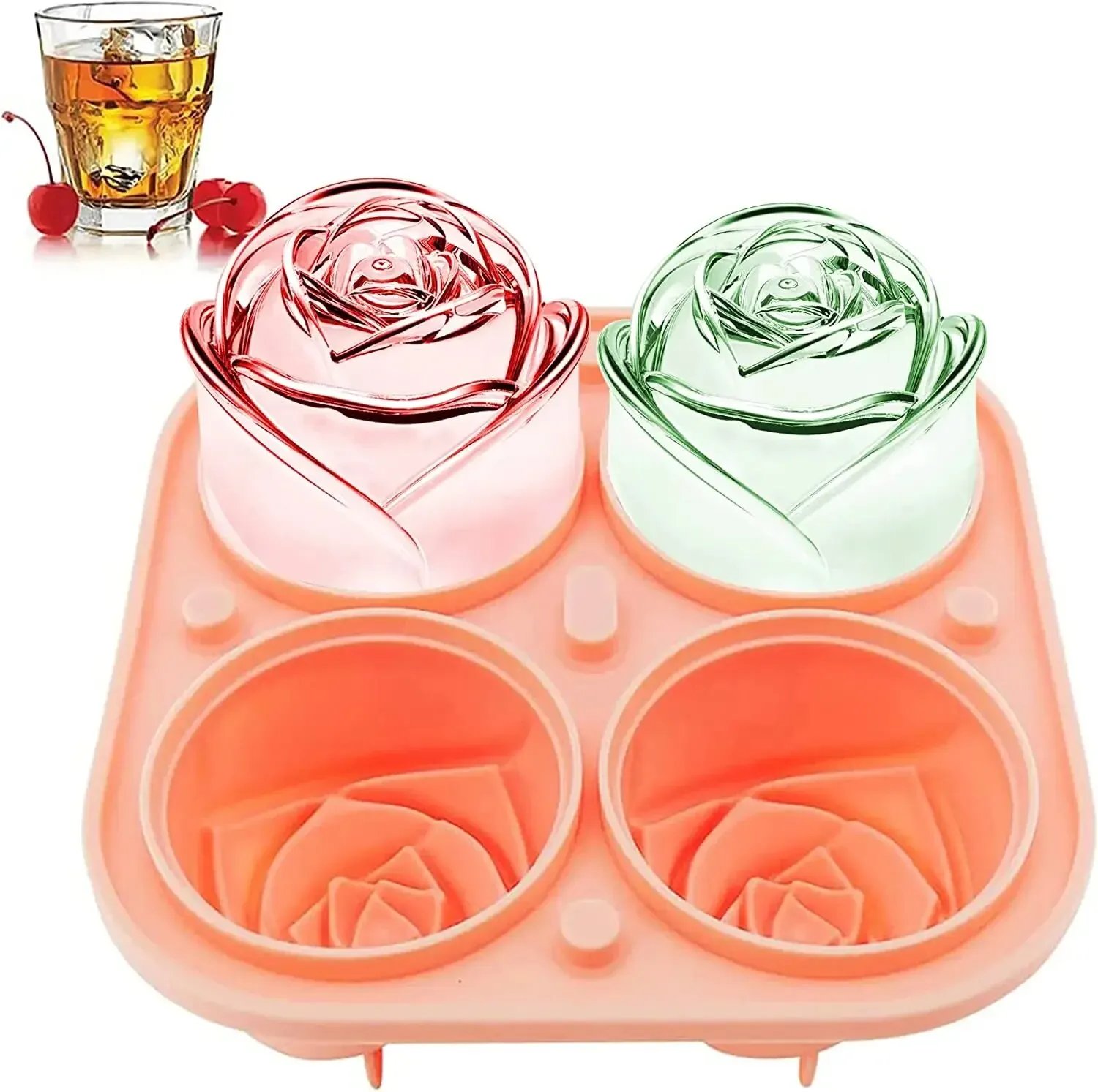 3D Rose Ice Molds 2.5 Inch, Large Ice Cube Trays, Make 4 Giant Cute Flower Shape Ice, Silicone Rubber Fun Big Ice Ball Maker 3D Rose Ice Molds 2.5 Inch, Large Ice Cube Trays, Make 4 Giant Cute Flower Shape Ice, Silicone Rubber Fun Big Ice Ball Maker