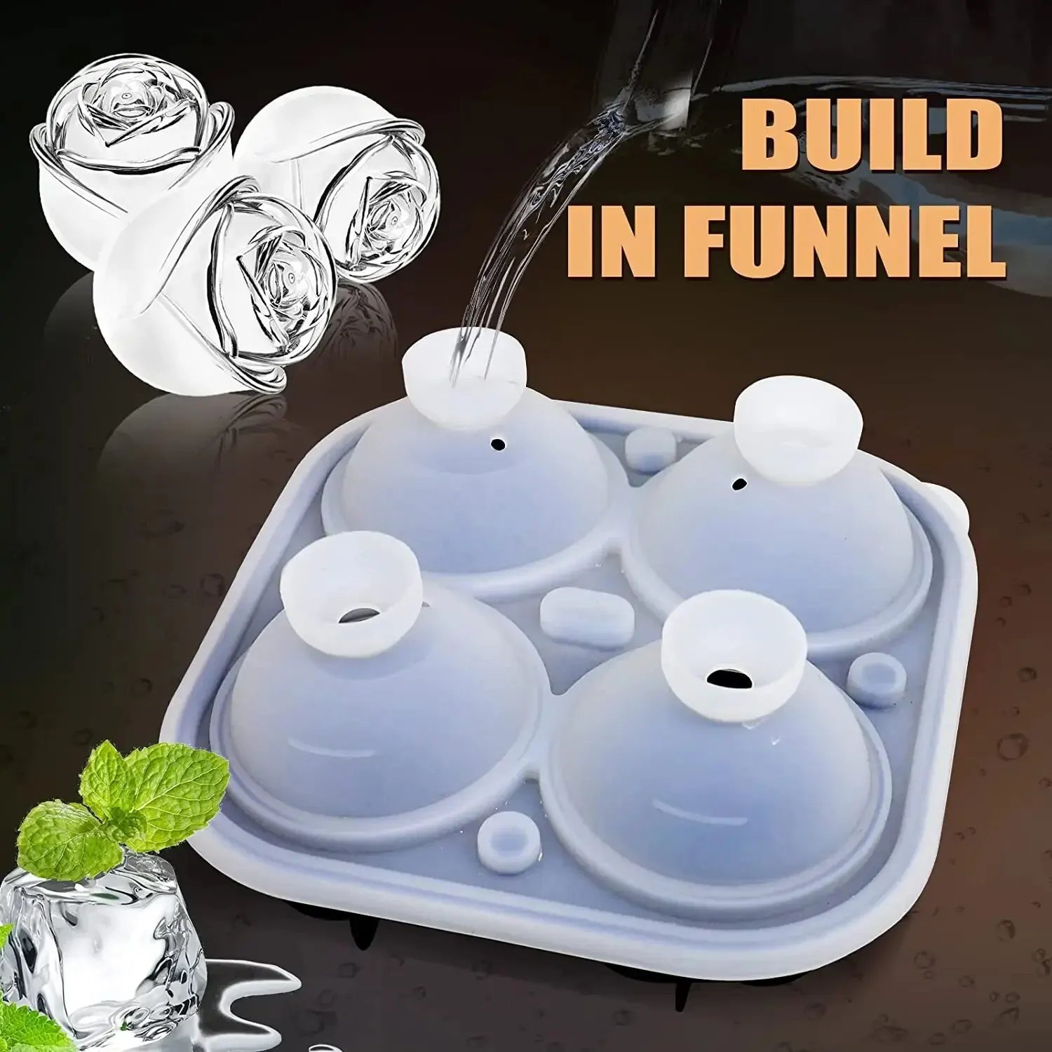 3D Rose Ice Molds 2.5 Inch, Large Ice Cube Trays, Make 4 Giant Cute Flower Shape Ice, Silicone Rubber Fun Big Ice Ball Maker 3D Rose Ice Molds 2.5 Inch, Large Ice Cube Trays, Make 4 Giant Cute Flower Shape Ice, Silicone Rubber Fun Big Ice Ball Maker