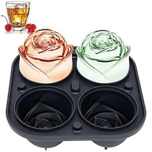 3D Rose Ice Molds 2.5 Inch, Large Ice Cube Trays, Make 4 Giant Cute Flower Shape Ice, Silicone Rubber Fun Big Ice Ball Maker 3D Rose Ice Molds 2.5 Inch, Large Ice Cube Trays, Make 4 Giant Cute Flower Shape Ice, Silicone Rubber Fun Big Ice Ball Maker