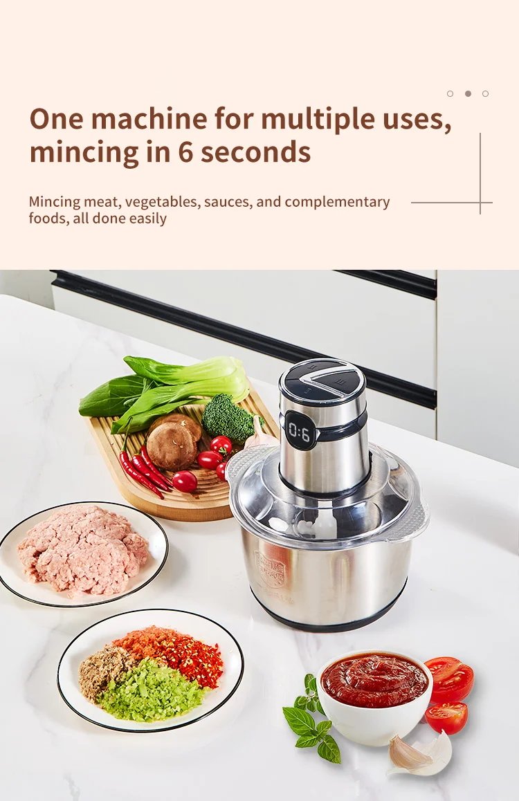 5L Electric Meat Grinders Food Crusher 304S Stainless Steel Multifunctional Vegetable Slicer Baby Processor Kitchen Chopper