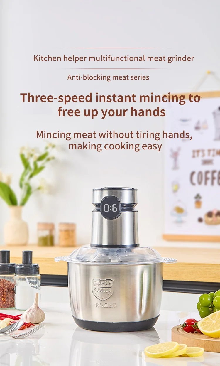 5L Electric Meat Grinders Food Crusher 304S Stainless Steel Multifunctional Vegetable Slicer Baby Processor Kitchen Chopper