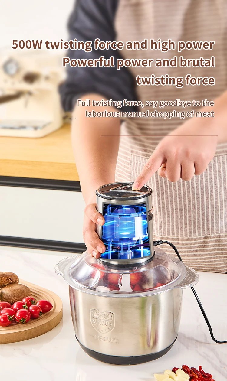 5L Electric Meat Grinders Food Crusher 304S Stainless Steel Multifunctional Vegetable Slicer Baby Processor Kitchen Chopper