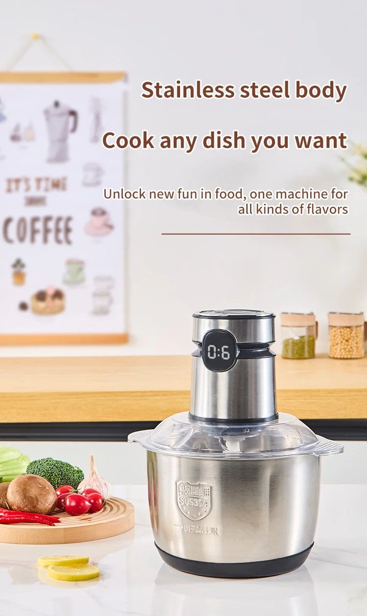 5L Electric Meat Grinders Food Crusher 304S Stainless Steel Multifunctional Vegetable Slicer Baby Processor Kitchen Chopper