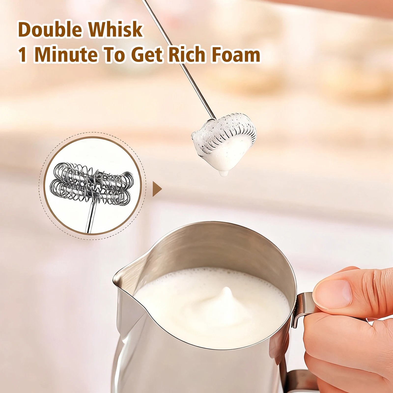 Milk Frother Handheld Foam Maker For Lattes 2/3 Whisks Coffee Cappuccino Frappe Matcha Hot Chocolate Egg Beater Drink Mixer